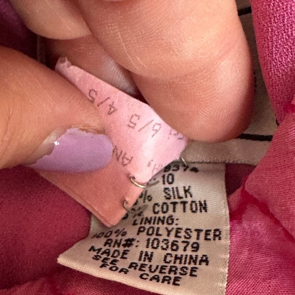 Bob Mackie Studio Silk Cotton Cap Sleeve Keyhole Swing Dress Floral Pink Size 10 - Picture 6 of 9